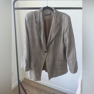 Boohoo Brown Plaid Blazer